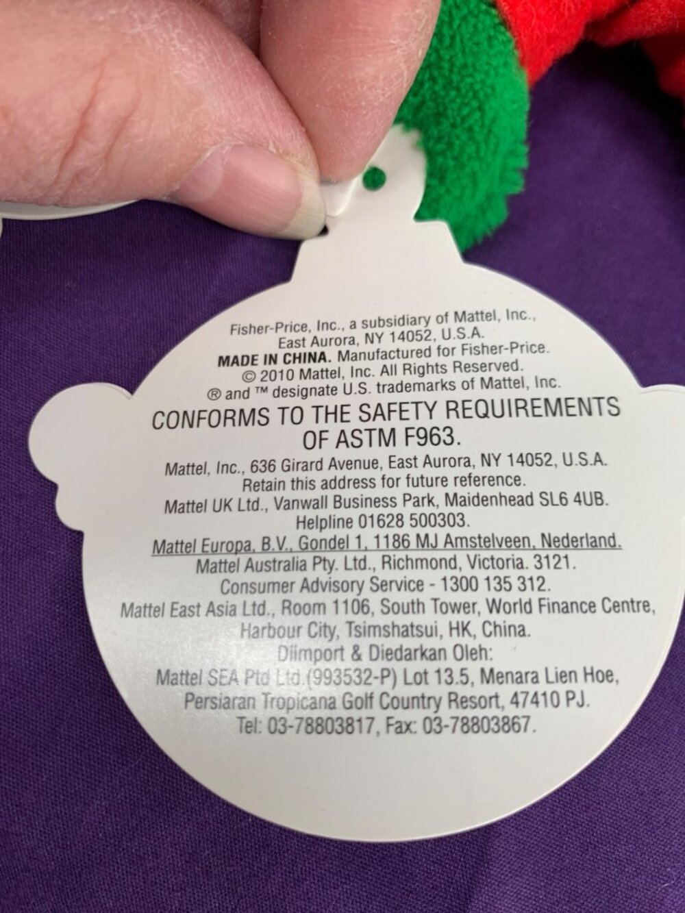 Toys R Us 2010 Mattel Sing A Ma Jigs Plush Doll Christmas Figure GREEN with Sant - Picture 8 of 10